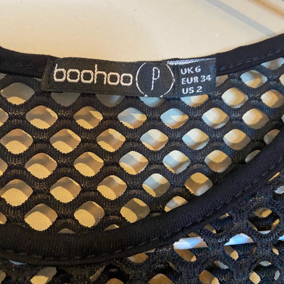 BOOHOO BLACK Net Bodysuit Top long Sleeve Sexy SZ 2 (XS) See-through Party - Picture 5 of 8